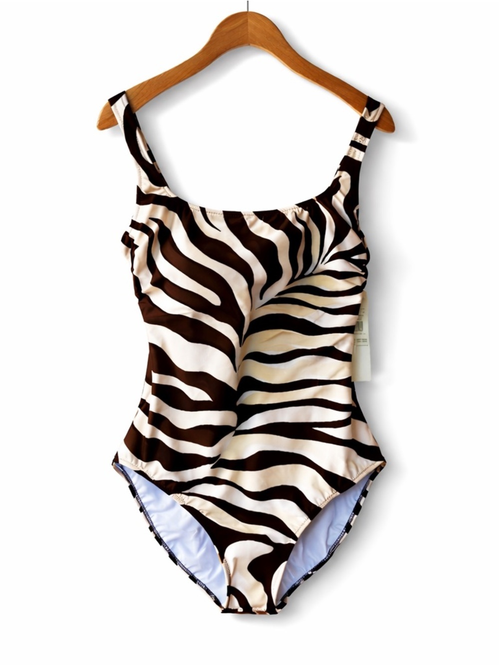 GOTTEX Zebra Print One Piece Swimsuit Brown Cream Size 10